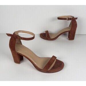 Stuart Weitzman Nearlynude Brown Suede Women's Sandals SZ 6.5 $398